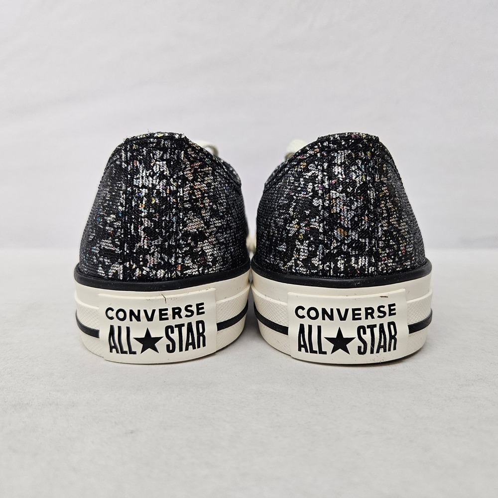Converse Chuck Taylor All Star Oxfords A11138C Glitter Black Egret Women Size 6‎ - Picture 7 of 10